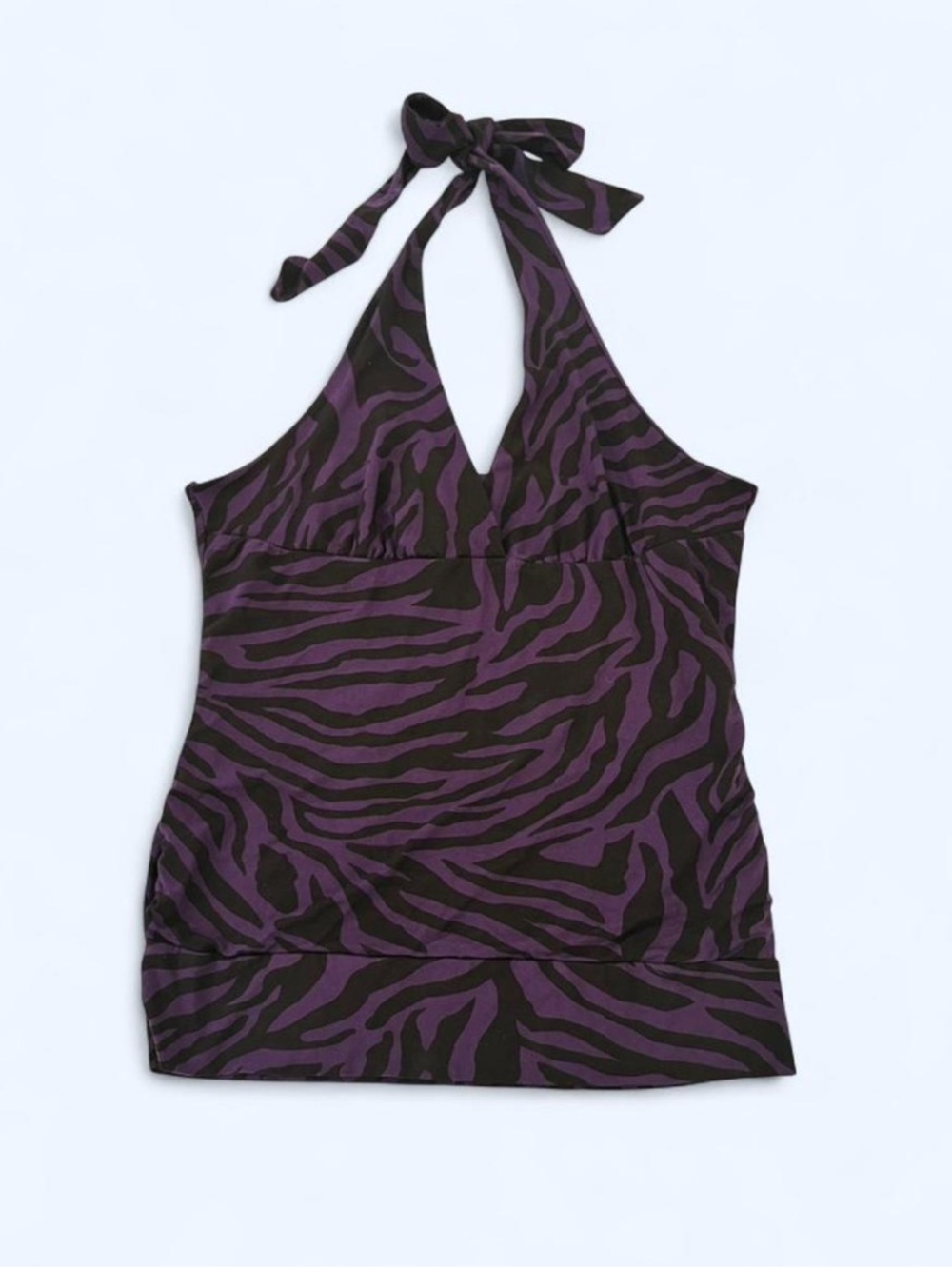 Y2K Style Purple Zebra Halter Top